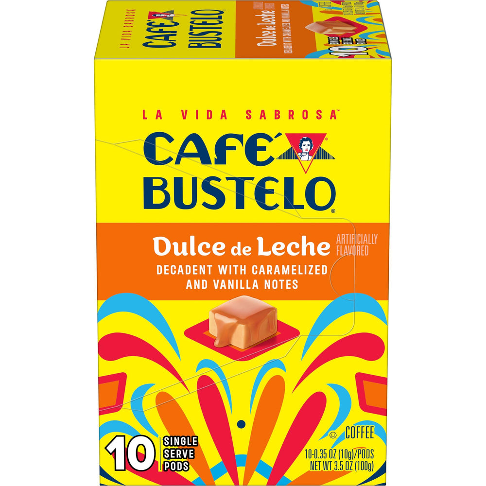 Café Bustelo pods on a kitchen counter with cup, lifestyle scene encouraging everyday use