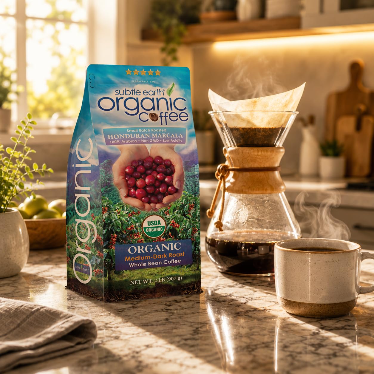 Cafe Don Pablo 2lb bag beside common items for accurate size and value