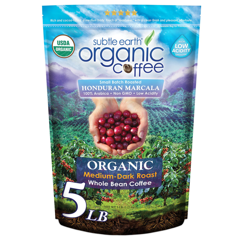 Cafe Don Pablo front packaging showing 5lb bag and label benefits