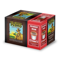 Cafe Don Pedro single pod placed by Keurig brewer demonstrating machine compatibility
