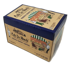 Cafe Du Monde front packaging showing 12-count box and quick brewing convenience