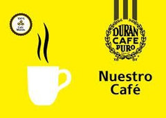 Café Duran roast label and origin information emphasizing Panamanian heritage