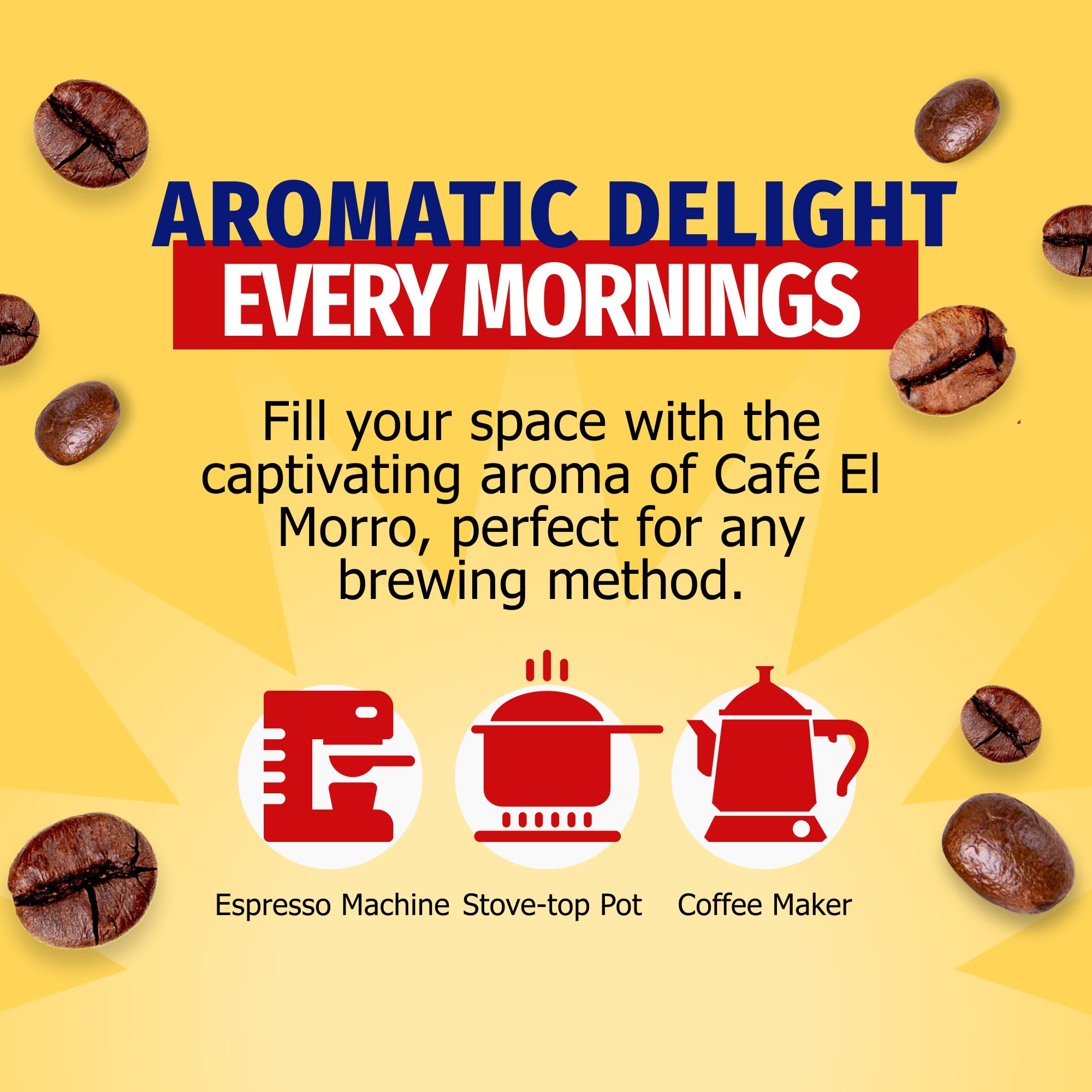 Café El Morro 6 oz bag next to common items for scale and convenience