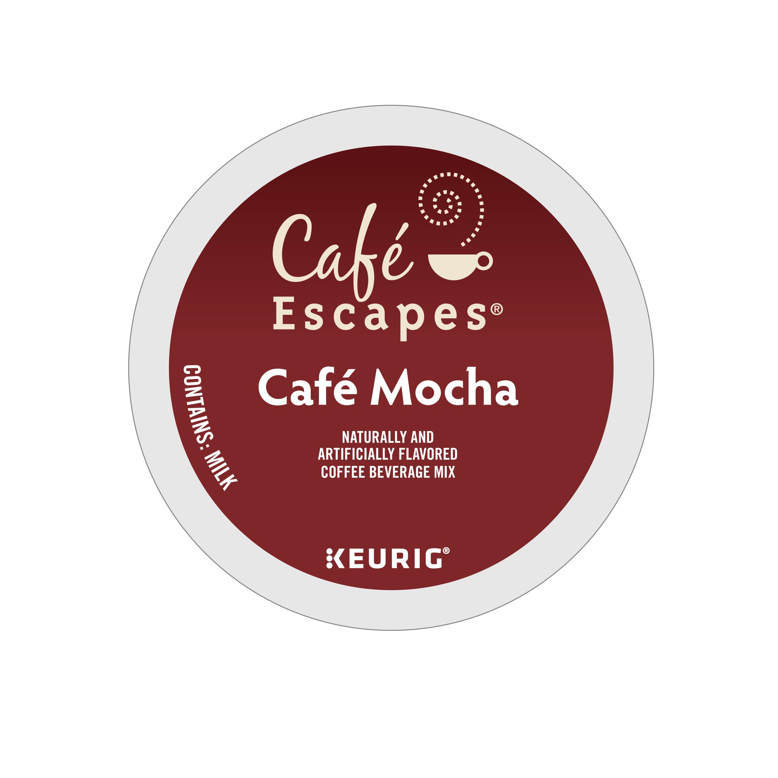 Café Escapes brewed café mocha in a ceramic cup illustrating creamy texture and flavor