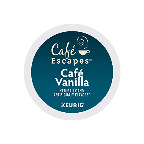 Café Escapes close-up K-Cup pod top displaying label and easy-to-use design