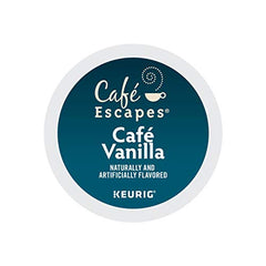 Café Escapes close-up K-Cup pod top displaying label and easy-to-use design
