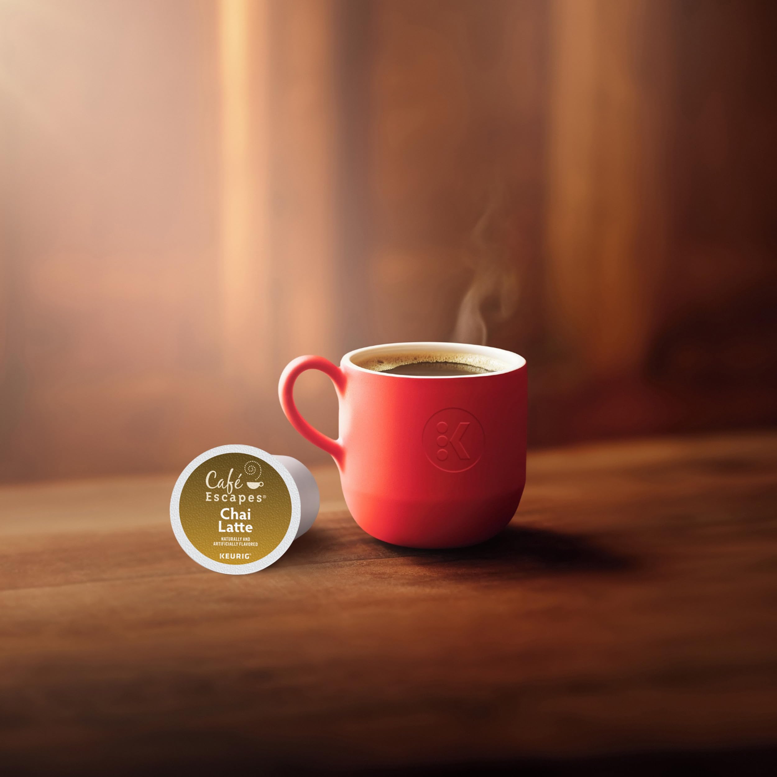 Café Escapes brewed chai latte in mug showing creamy texture and warm spices for enjoyment