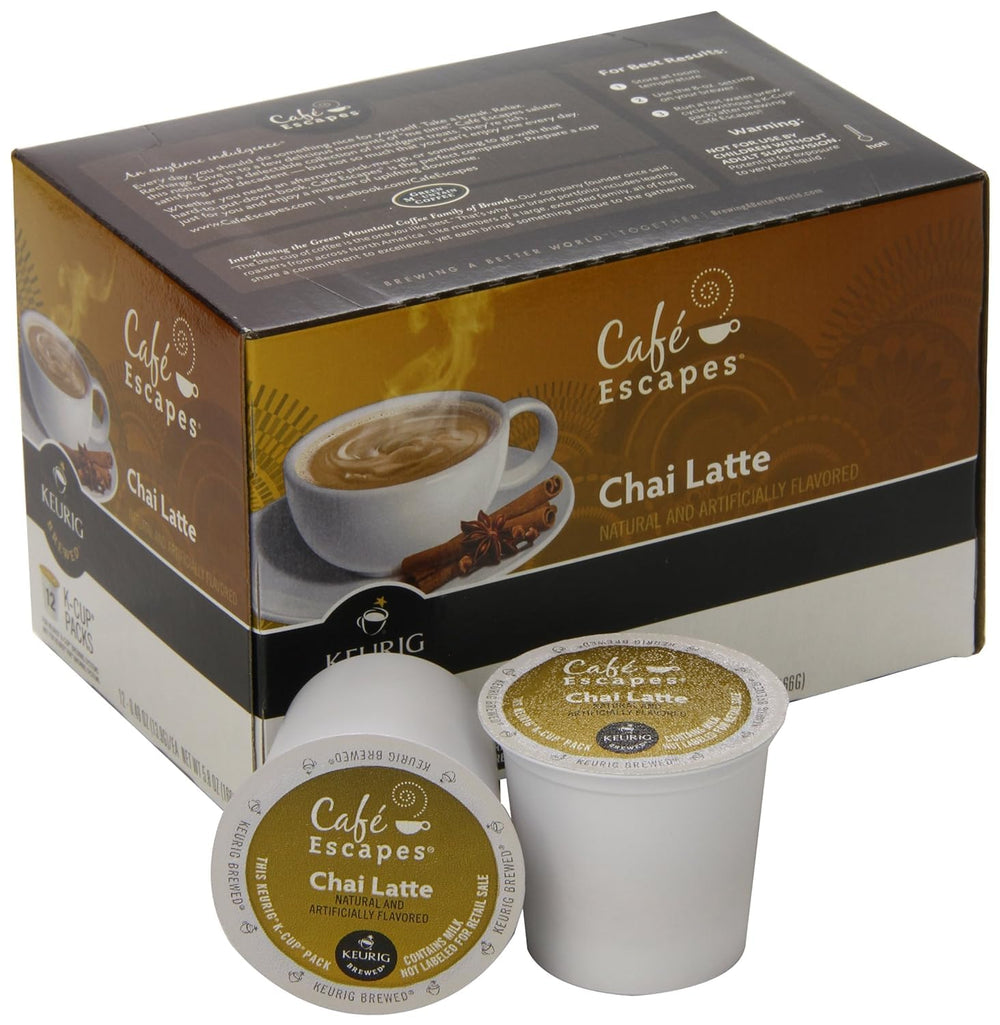 Café Escapes K-Cup top view with label, clearly identifies flavor and brand