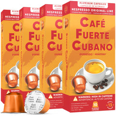 Café Fuerte Cubano front packaging showing bold roast and 40 count benefit
