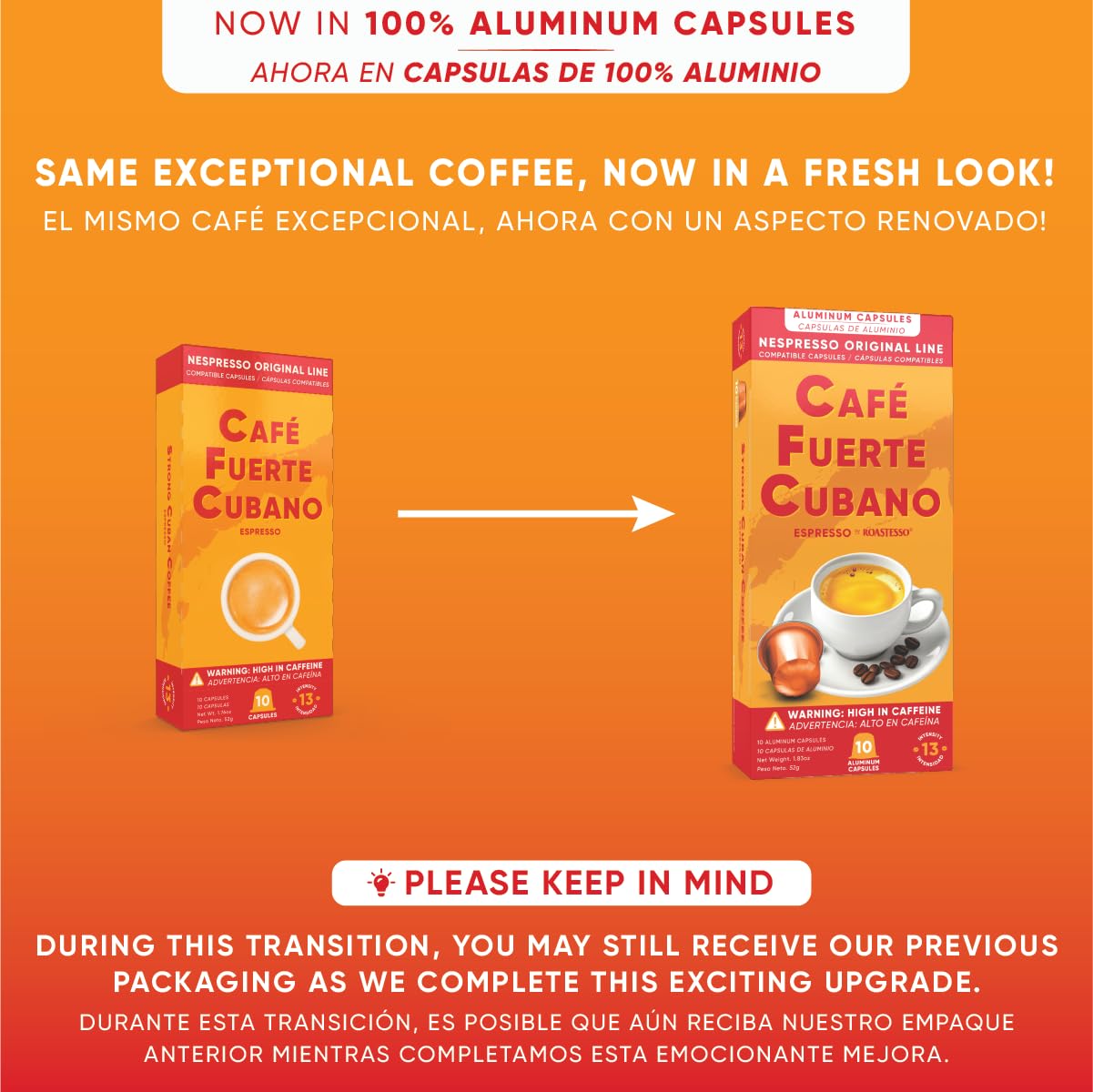 Café Fuerte Cubano single aluminum capsule closeup preserving freshness