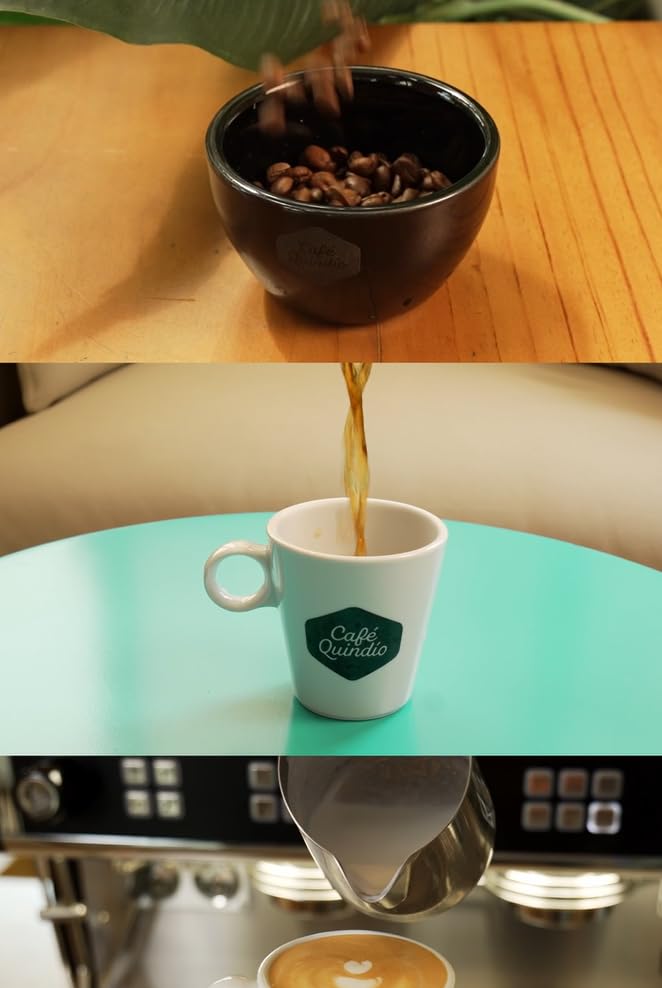 CAFE QUINDIO bean texture detail emphasizing artisanal selection quality