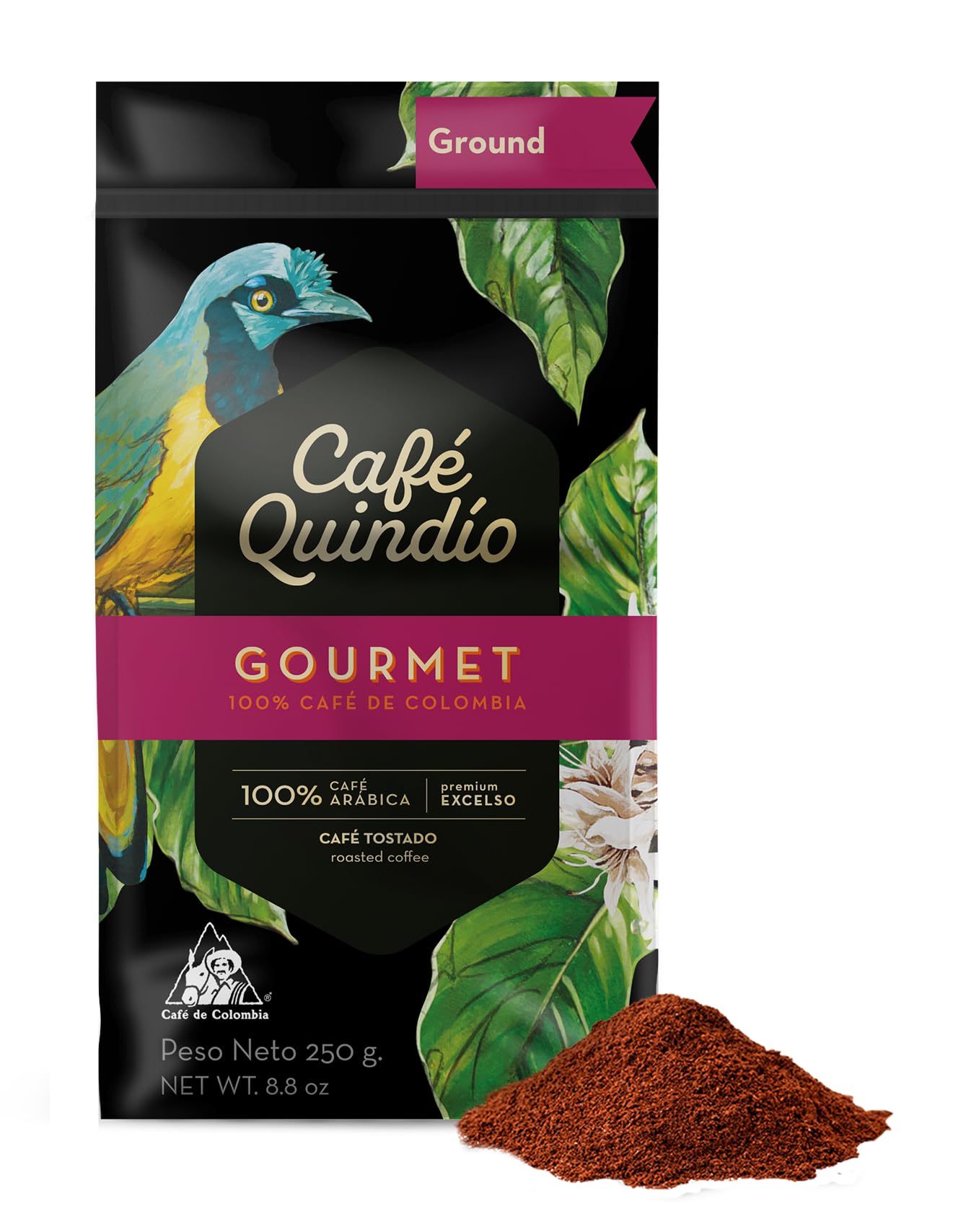 CAFE QUINDIO front packaging showing brand and medium roast benefit