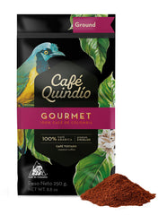 CAFE QUINDIO front packaging showing brand and medium roast benefit