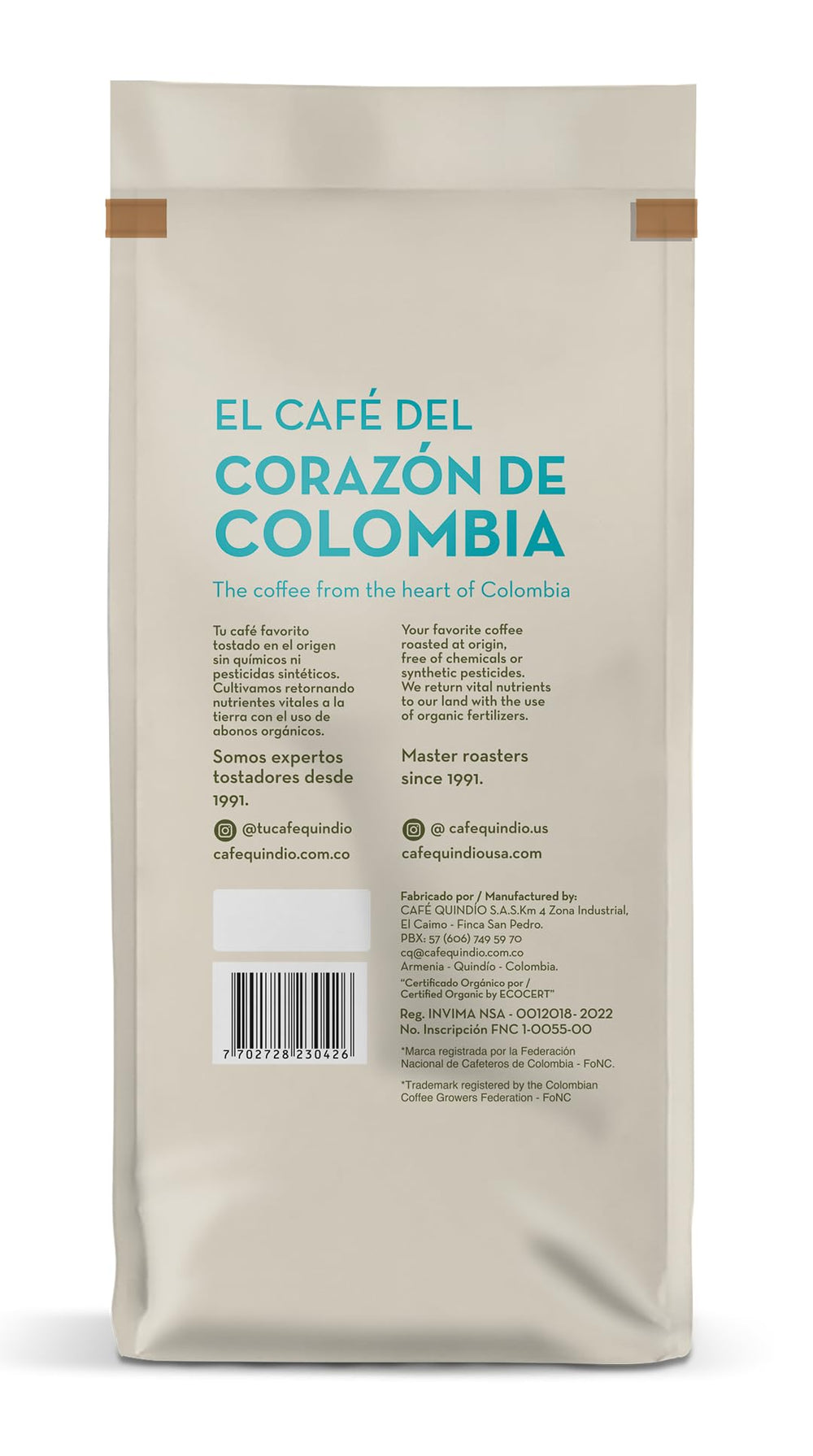 CAFE QUINDIO pour-over brew in progress showing clarity and extraction