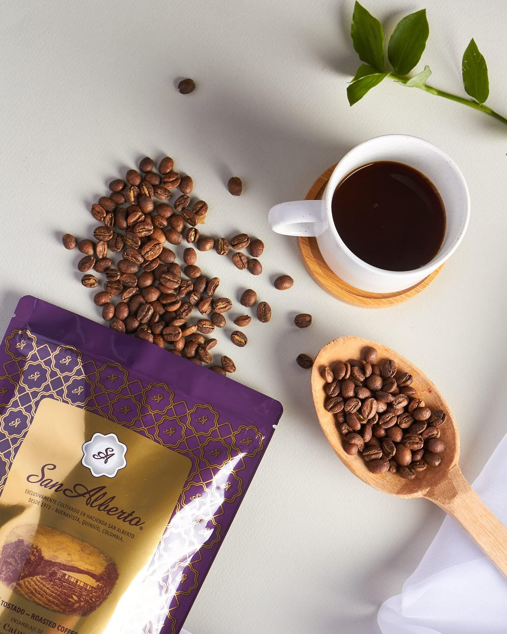 CAFÉ SAN ALBERTO French press pouring to illustrate full-bodied brewed cup