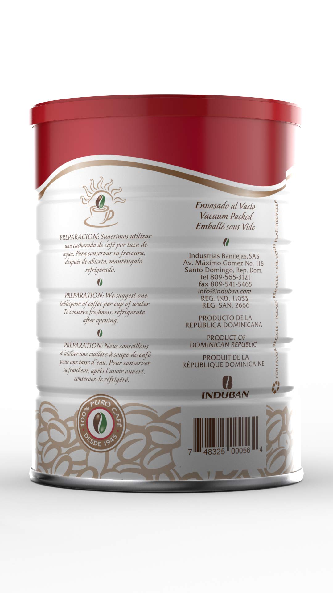 Café Santo Domingo label close-up highlighting certifications and clear origin