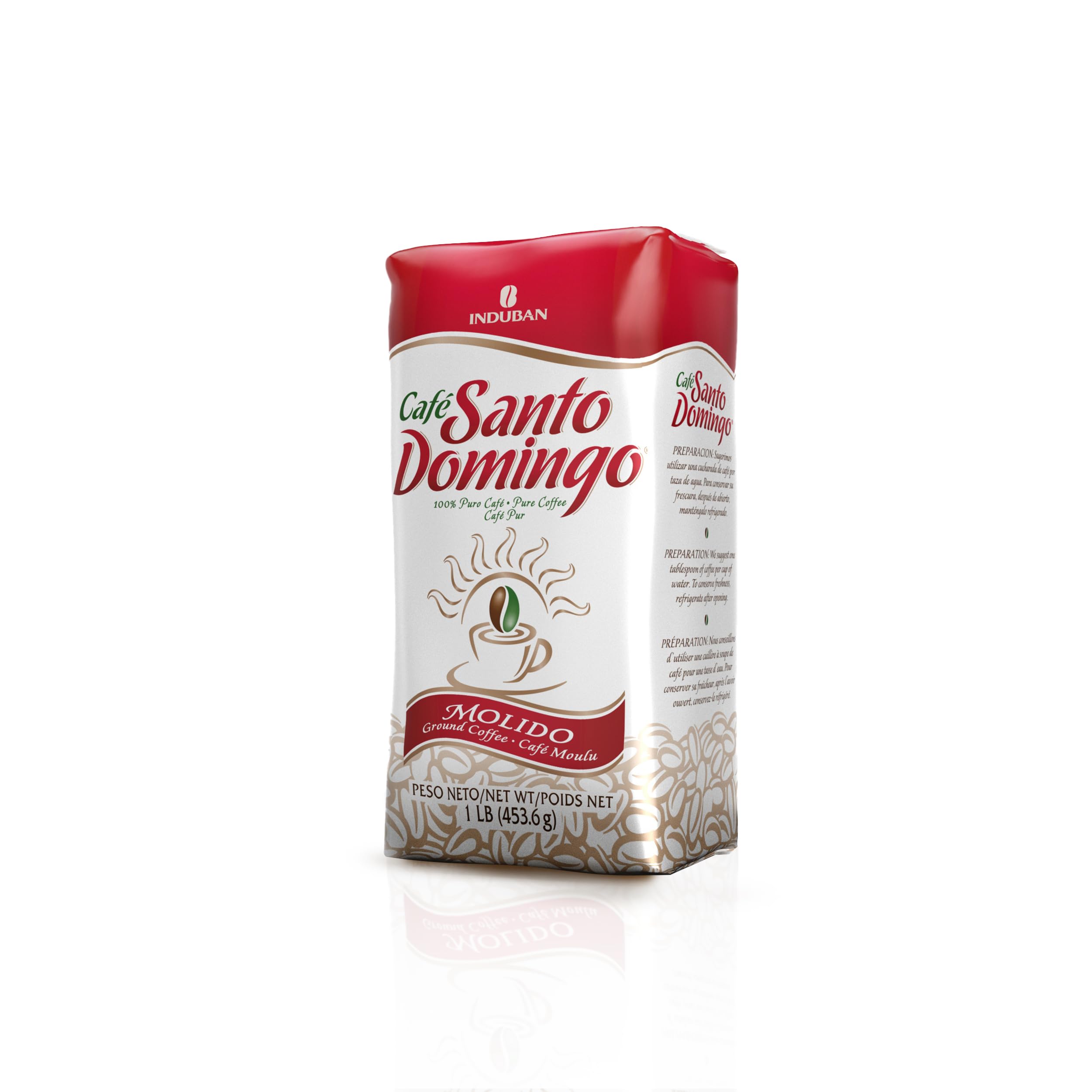 Café Santo Domingo INDUBAN front packaging showing 16 oz bag and brand name for daily brewing