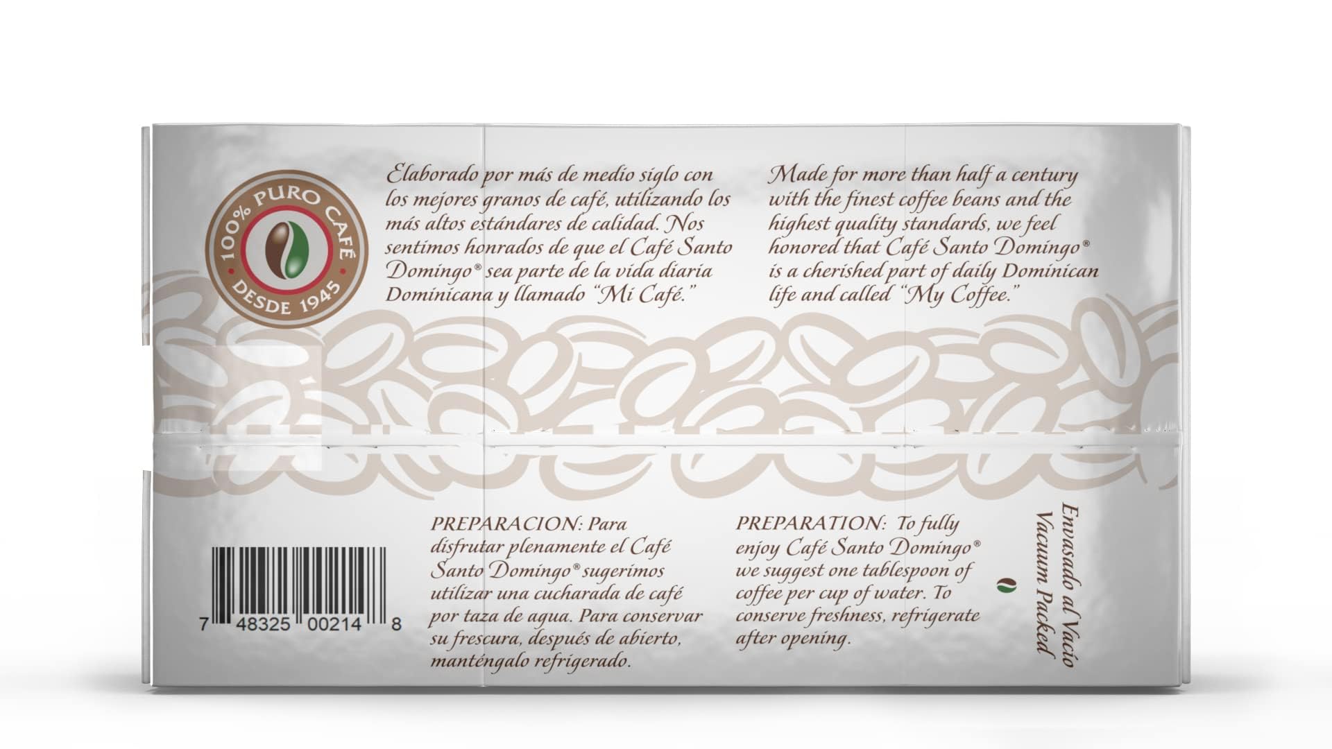 Café Santo Domingo INDUBAN vacuum seal close-up preserving aroma and freshness