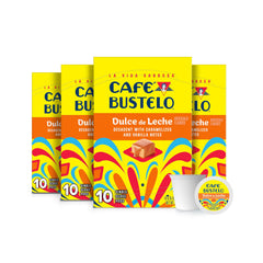 Cafe Bustelo front packaging showing six 10-count boxes and product benefit