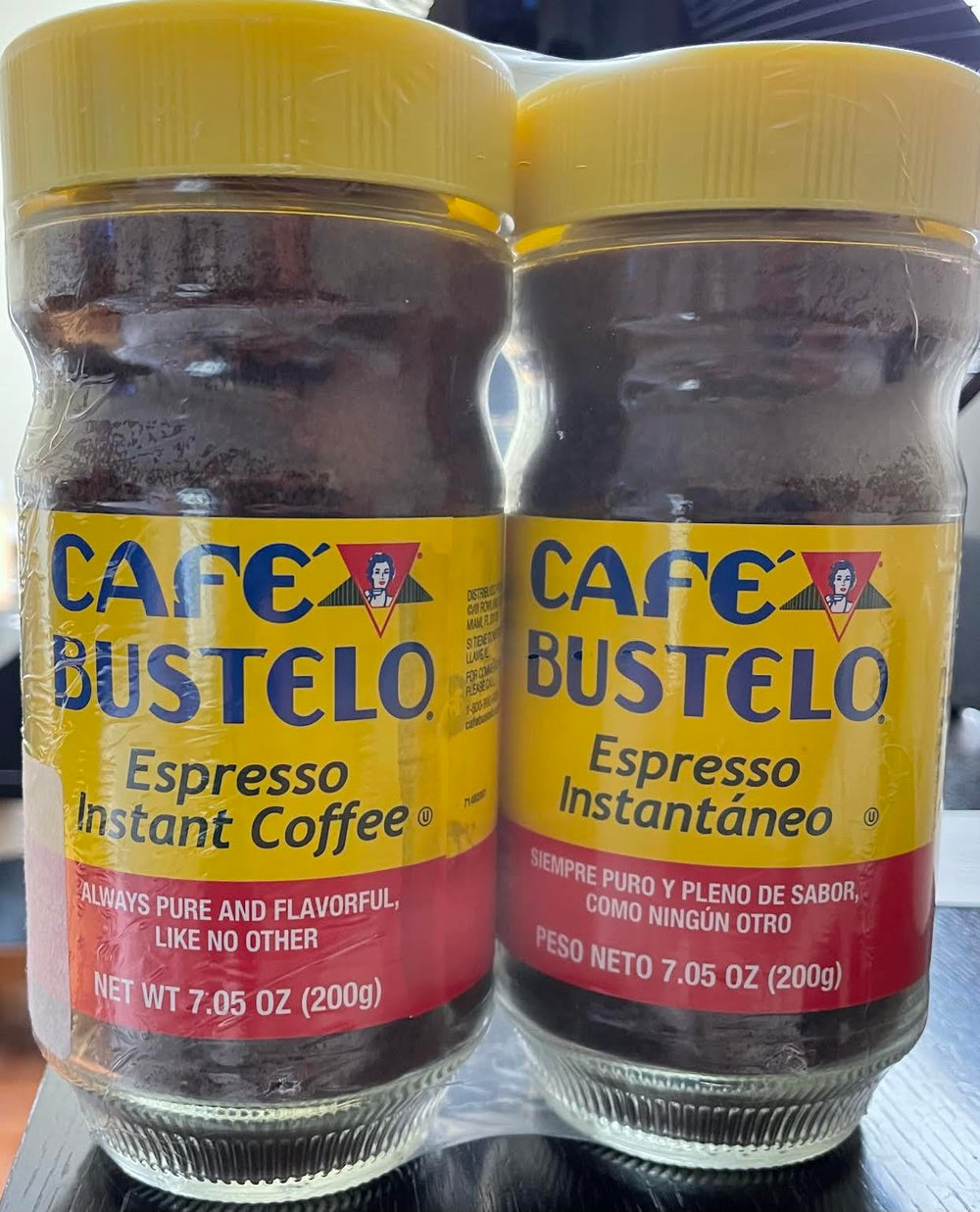 J.M. Smuckers Cafe Bustelo instant coffee granules close-up for fast-dissolving convenience