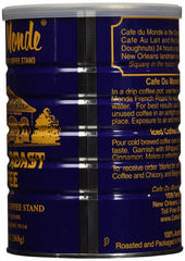 Cafe Du Monde close-up label highlighting chicory and roast details for informed choice