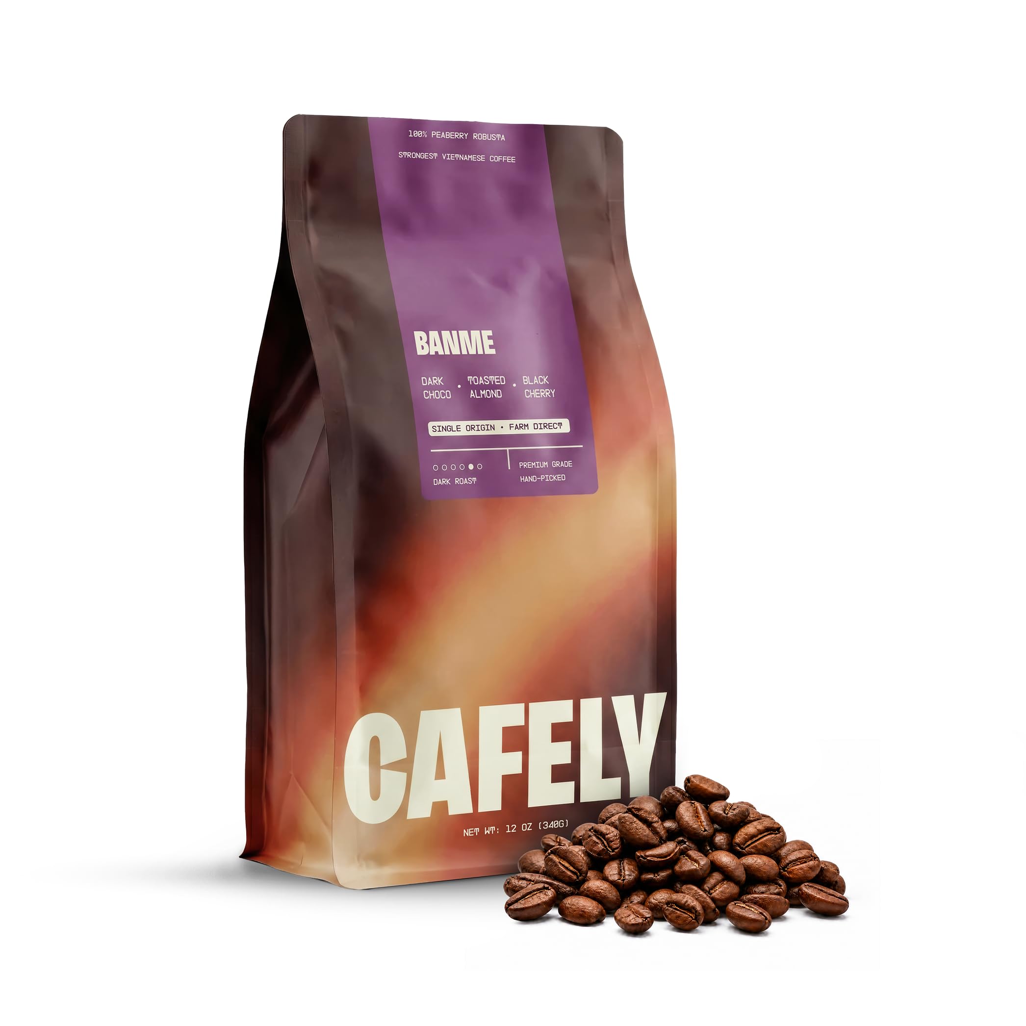 Cafely BanMe front packaging showing brand and roast benefits
