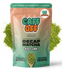 Caff Off tin front view showing product branding and serving size benefits