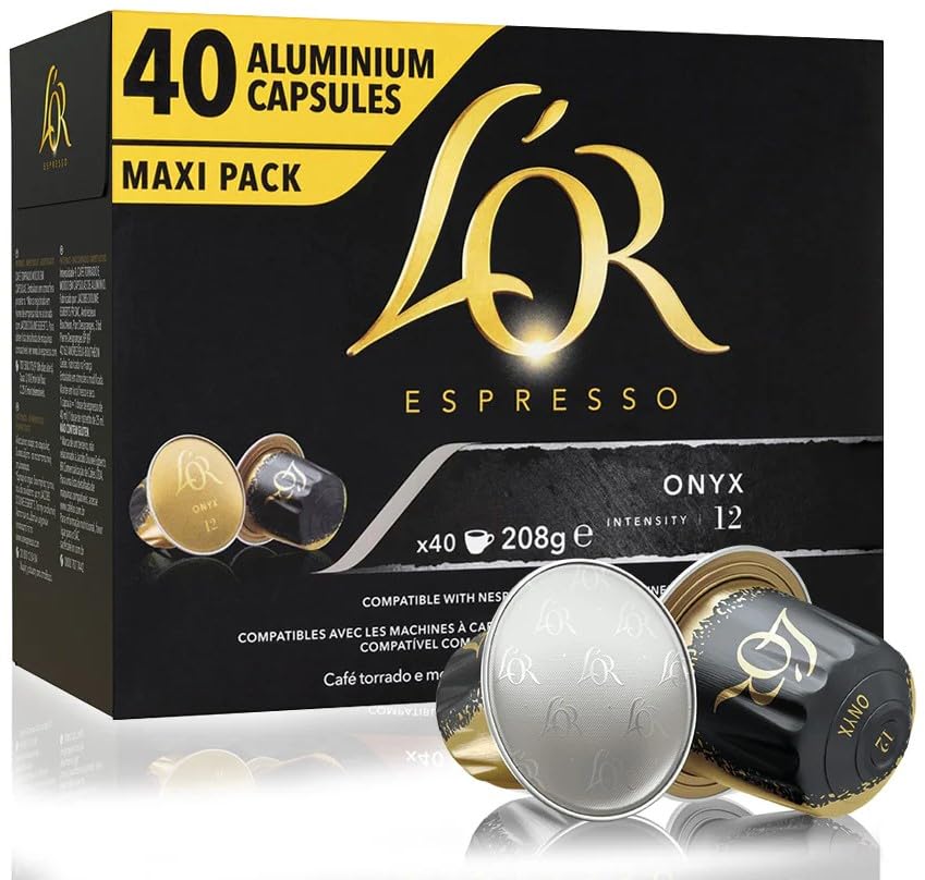 Caffe Assaggio Onyx pods front packaging showing pod count and convenient single-serve