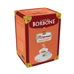 Caffè Borbone open box with arranged pods highlighting easy single-serve portioning