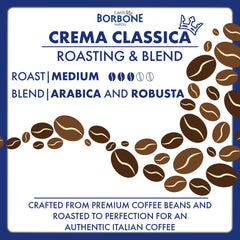 Caffè Borbone capsule close-up highlighting aluminum capsule and easy machine fit benefit