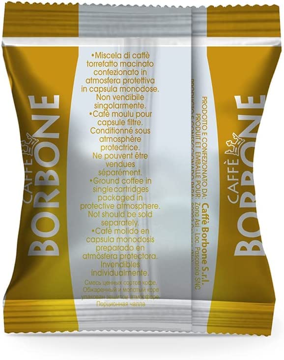 Caffè Borbone espresso pouring from machine demonstrating rich body and crema