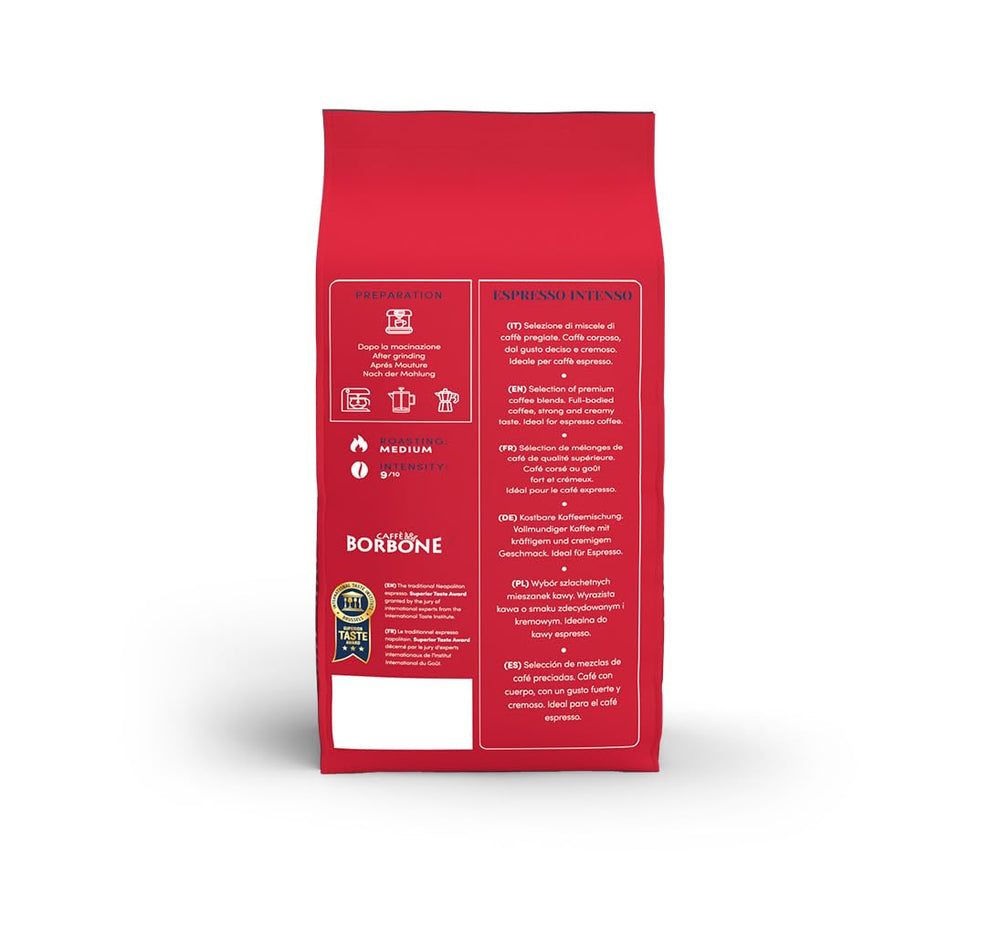 Caffè Borbone label close-up showing roast and blend details for clarity