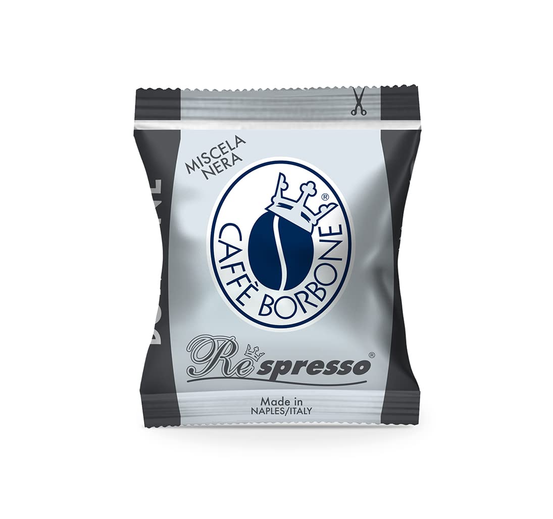 Caffè Borbone label close-up listing Robusta beans and flavor profile clarity
