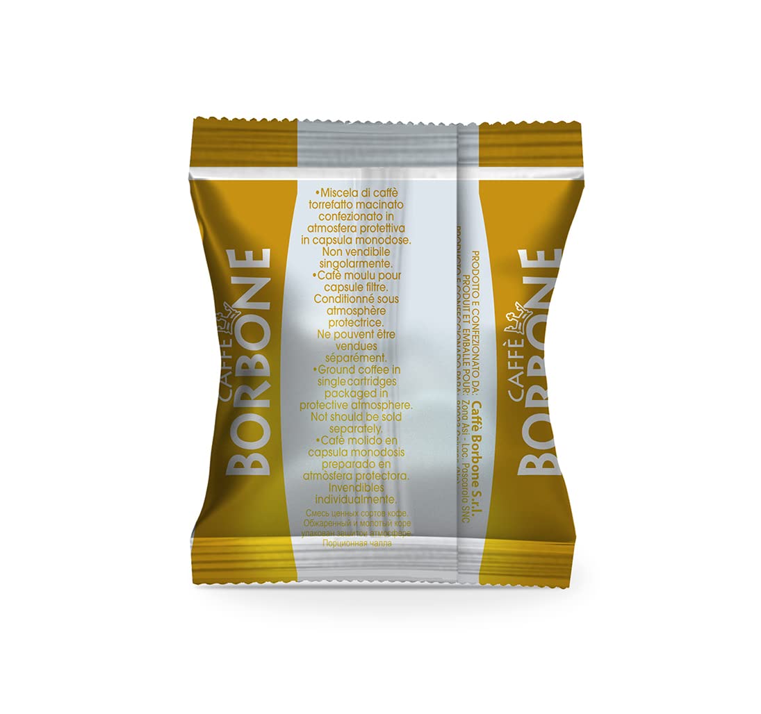 Caffè Borbone product label close-up showing roast and compatibility details clearly
