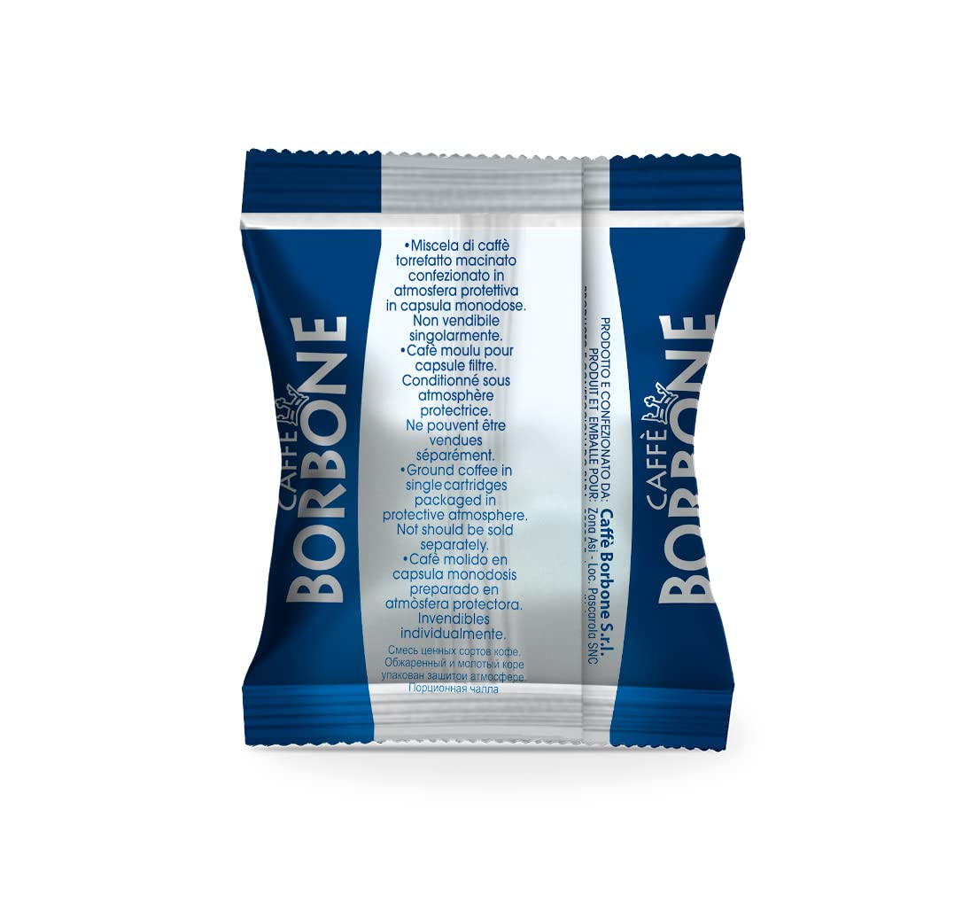 Caffè Borbone blend label showing Arabica Robusta origins for layered flavor profile