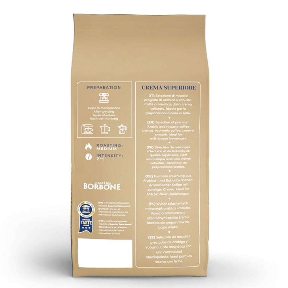 Caffè Borbone label close-up with blend origins and roast info for clarity