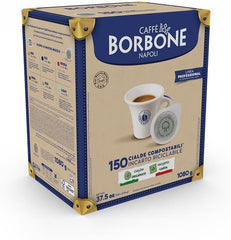 Caffè Borbone pod side view showing 44mm size and clean edge