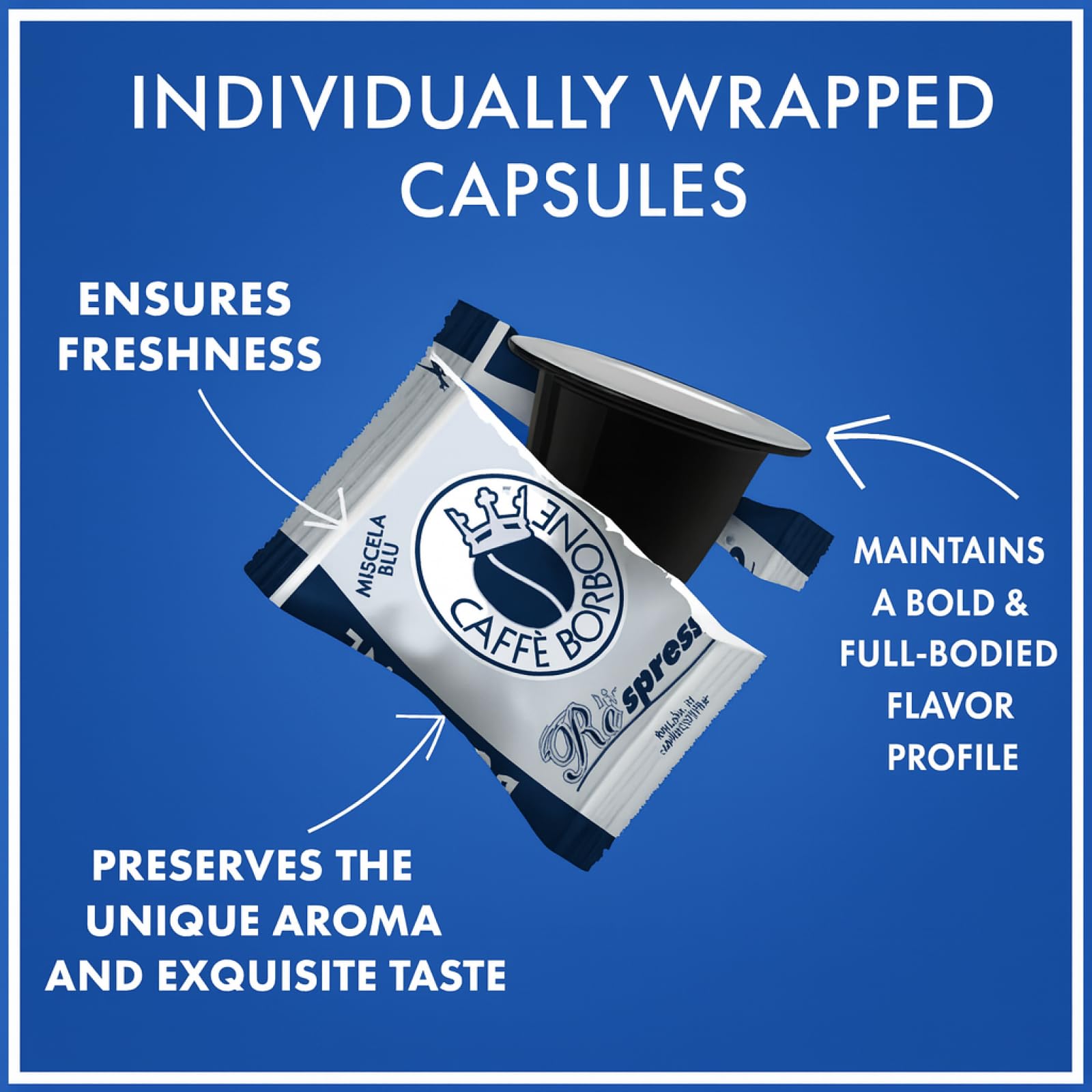 Caffè Borbone pods in hand to display size and single-serve convenience