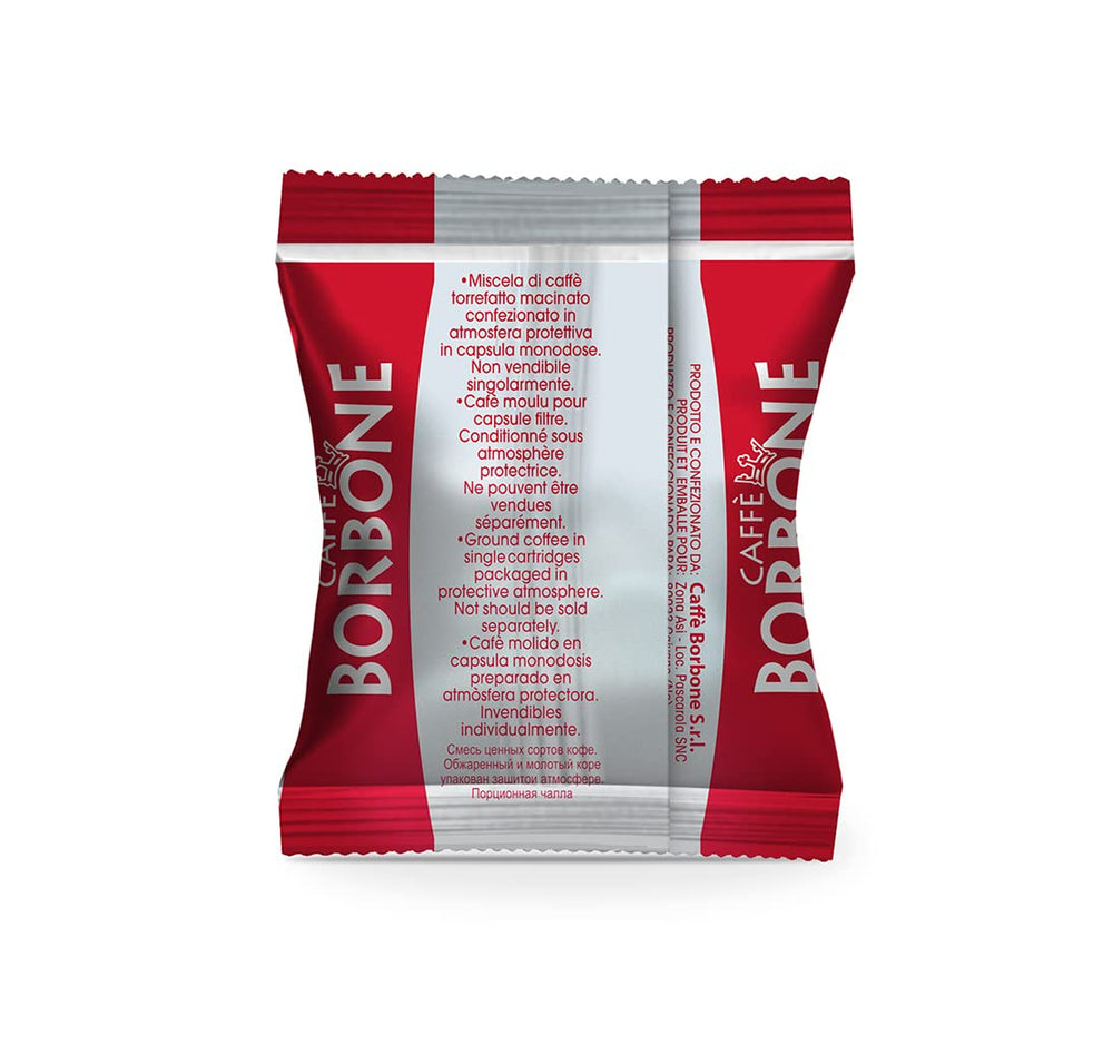 Caffè Borbone close-up of dark roast beans texture illustrating bold body