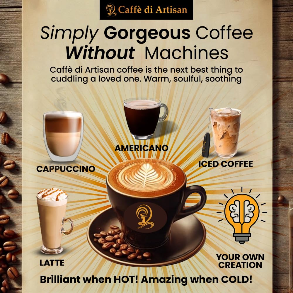 Caffè di Artisan iced latte poured into tall glass demonstrating quick cold drink prep