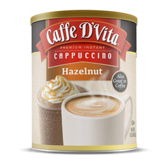 Caffe D'Vita 1 lb can front view showing packaging and serving suggestion benefit