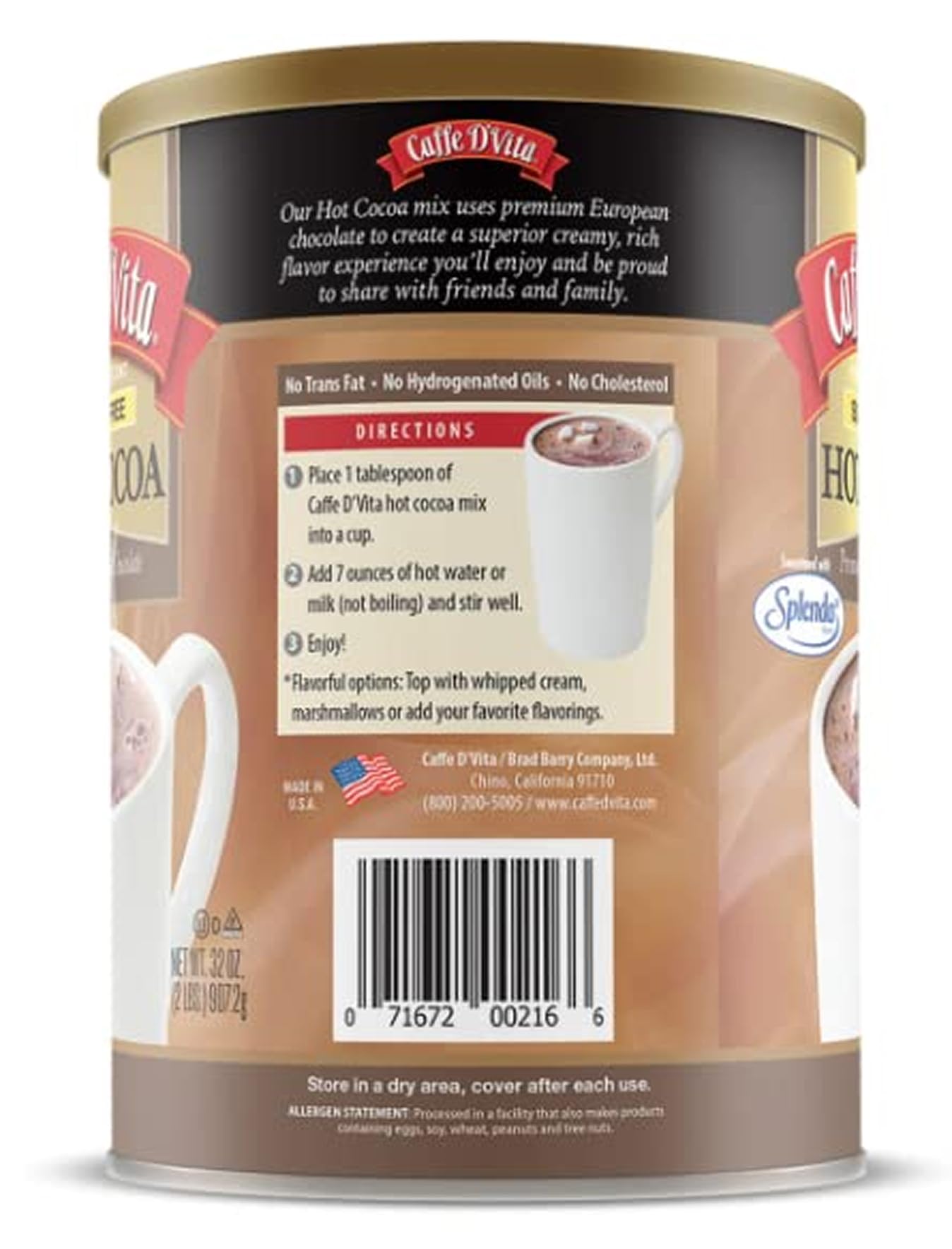 Caffe D'Vita 2 lb can next to a hand showing size and long-lasting value