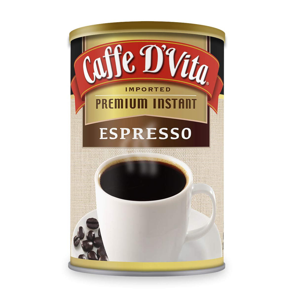 Caffe D'Vita 3 oz can front view showing branding and packaging benefit