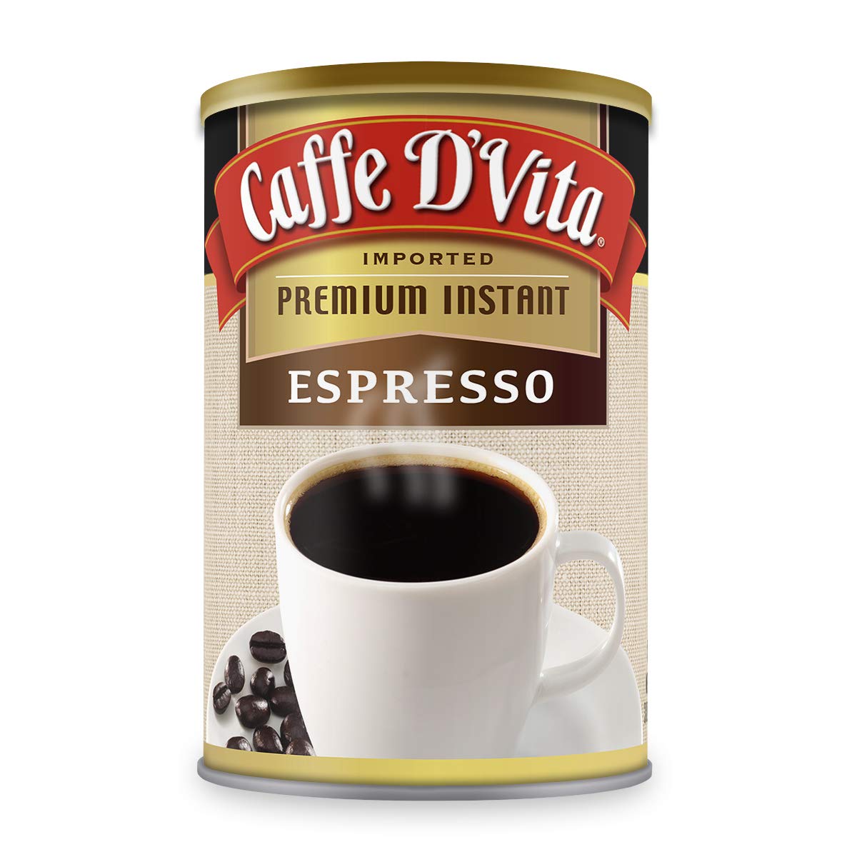 Caffe D'Vita 3 oz can front view showing branding and packaging benefit
