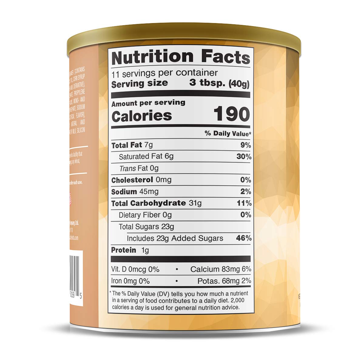 Caffe D'Vita can beside measuring scoop showing yield and portioning benefit