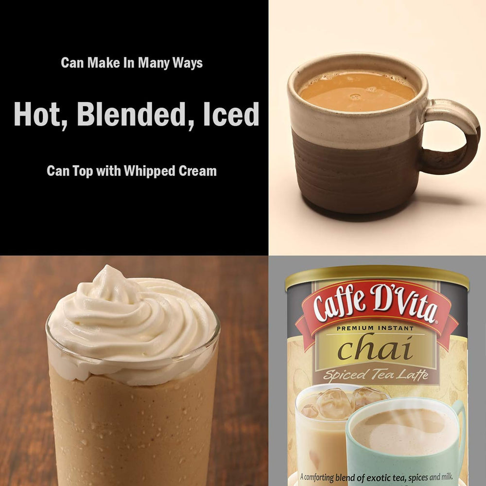 Caffe D'Vita close-up spoon of chai powder showing texture and easy mixing benefit