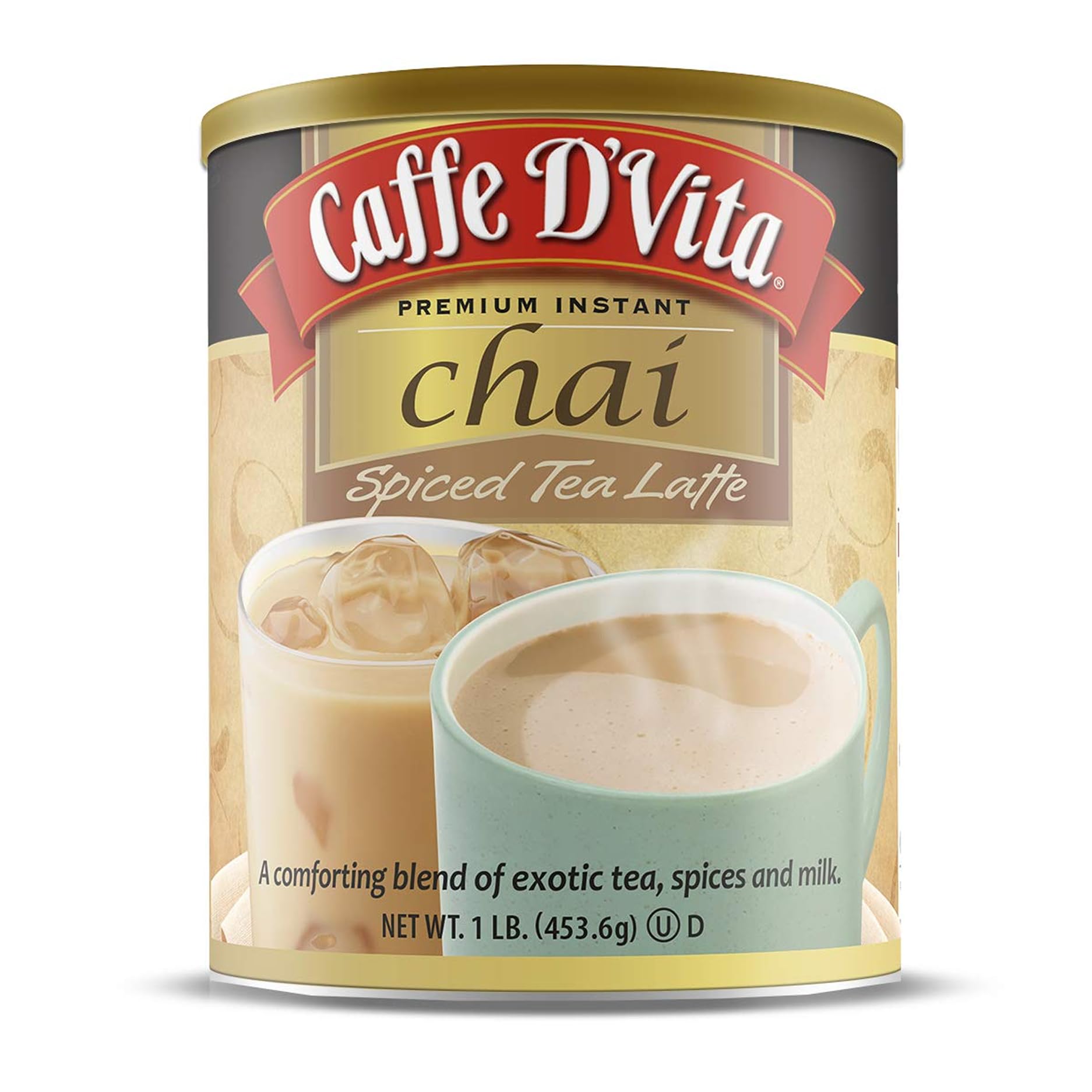 Caffe D'Vita front can view showing product and serving suggestion benefit convenience