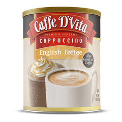 Caffe D'Vita can front showing label and 1 lb size, highlights convenience