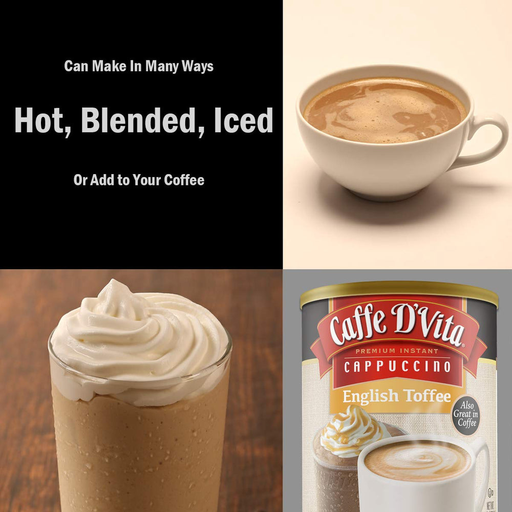 Caffe D'Vita powder close-up showing fine texture and creamy mixability benefit