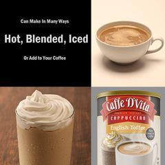 Caffe D'Vita powder close-up showing fine texture and creamy mixability benefit